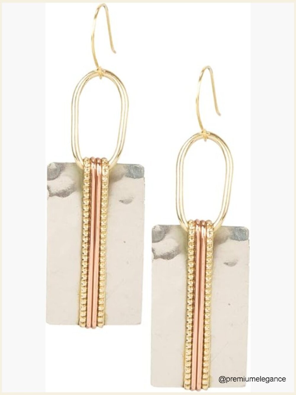 Rectangle Bar Dangle Earrings Mixed Metal Geometric Boho